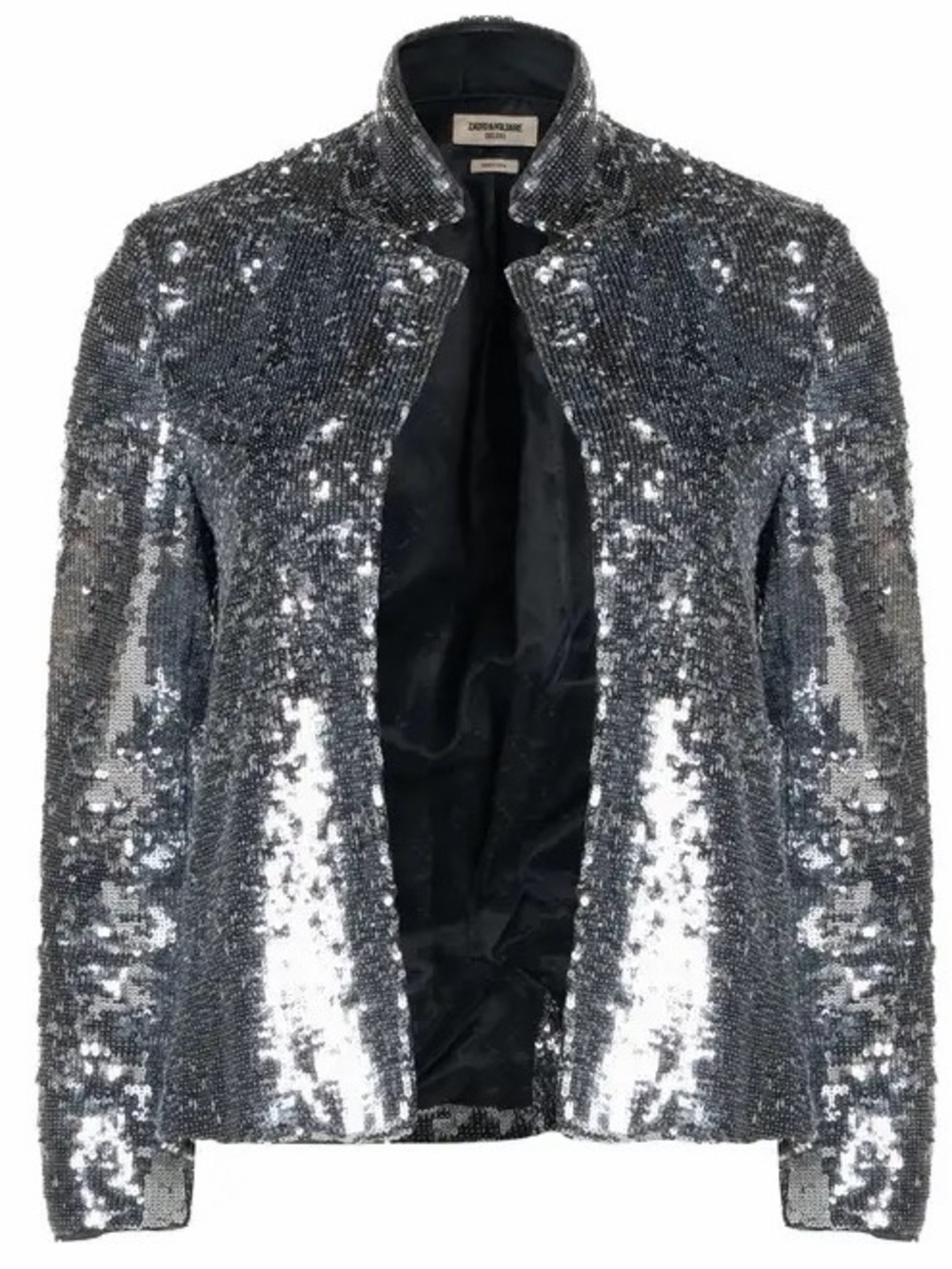 Zadig & Voltaire  DeLuxe  Silk/ Silver Sequin Blazer  Sz Small - Picture 2 of 8